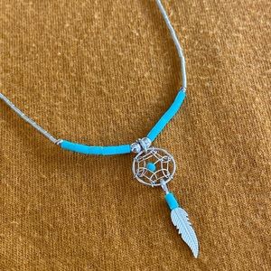 Boho inspired sterling dream catcher necklace